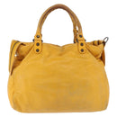 BALENCIAGA Classic Vero Hand Bag Leather 2way Yellow 235216 Auth ka5212A-3