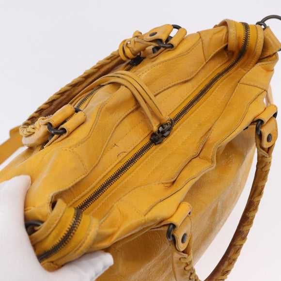 BALENCIAGA Classic Vero Hand Bag Leather 2way Yellow 235216 Auth ka5212A