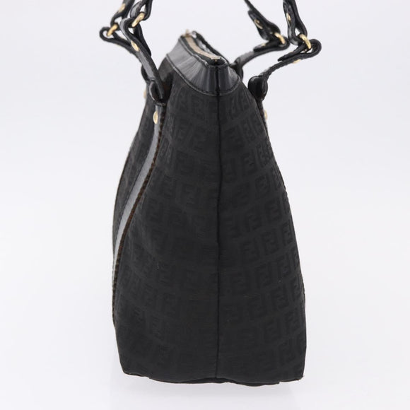 FENDI Zucchino Canvas Tote Bag Black Gold Auth ka5213