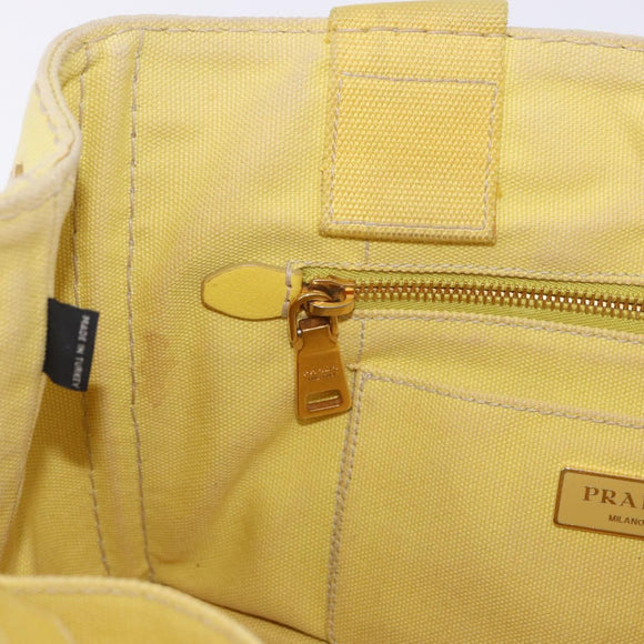 PRADA Kanapa PM Hand Bag Canvas Yellow Gold Auth ka5214