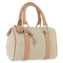 Christian Dior Hand Bag Canvas Beige Silver Auth ka5216A-1