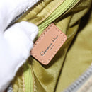 Christian Dior Hand Bag Canvas Beige Silver Auth ka5216A-18