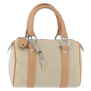Christian Dior Hand Bag Canvas Beige Silver Auth ka5216A-13