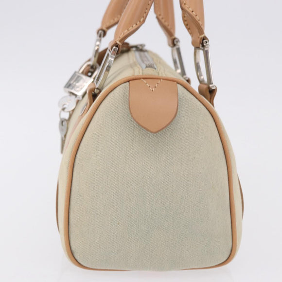 Christian Dior Hand Bag Canvas Beige Silver Auth ka5216A