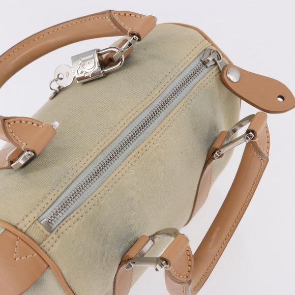 Christian Dior Hand Bag Canvas Beige Silver Auth ka5216A