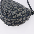 Christian Dior Trotter Canvas Saddle Pouch Navy Gold Auth ka5217-13