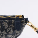 Christian Dior Trotter Canvas Saddle Pouch Navy Gold Auth ka5217-14