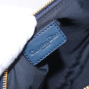 Christian Dior Trotter Canvas Saddle Pouch Navy Gold Auth ka5217-15