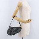 Christian Dior Trotter Canvas Saddle Pouch Navy Gold Auth ka5217-20