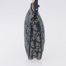 Christian Dior Trotter Canvas Saddle Pouch Navy Gold Auth ka5217-5