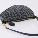 Christian Dior Trotter Canvas Saddle Pouch Navy Gold Auth ka5217-6