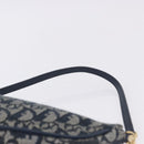 Christian Dior Trotter Canvas Saddle Pouch Navy Gold Auth ka5217-8