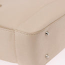 BURBERRY Hand Bag Leather Beige Silver Auth ka5220A-15