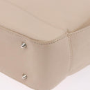 BURBERRY Hand Bag Leather Beige Silver Auth ka5220A-16