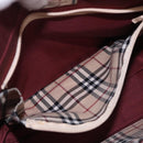 BURBERRY Hand Bag Leather Beige Silver Auth ka5220A-21