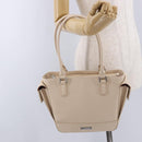 BURBERRY Hand Bag Leather Beige Silver Auth ka5220A-22