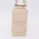 BURBERRY Hand Bag Leather Beige Silver Auth ka5220A-3