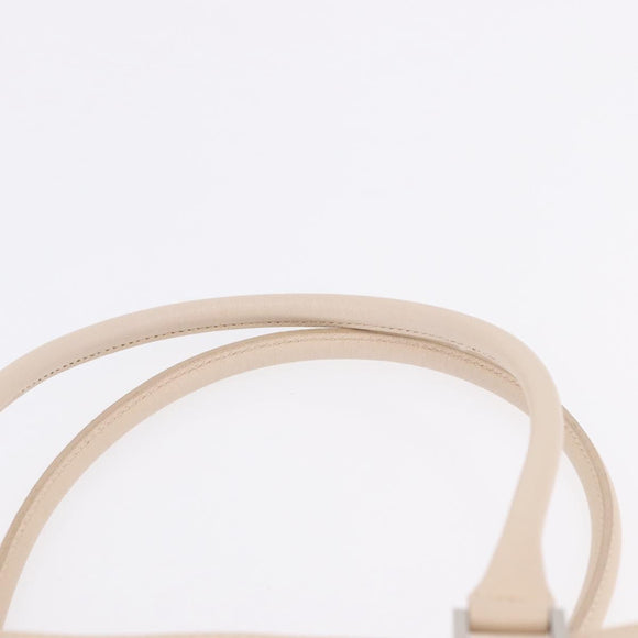BURBERRY Hand Bag Leather Beige Silver Auth ka5220A