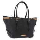 BURBERRY Hand Bag Leather Gold Black Auth ka5221-1