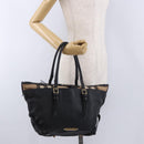 BURBERRY Hand Bag Leather Gold Black Auth ka5221-22