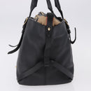 BURBERRY Hand Bag Leather Gold Black Auth ka5221-3