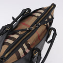 BURBERRY Hand Bag Leather Gold Black Auth ka5221-6