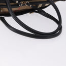 BURBERRY Hand Bag Leather Gold Black Auth ka5221-7