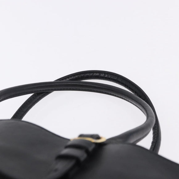 BURBERRY Hand Bag Leather Gold Black Auth ka5221