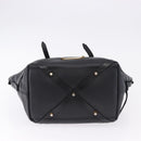 BURBERRY Hand Bag Leather Gold Black Auth ka5221-5