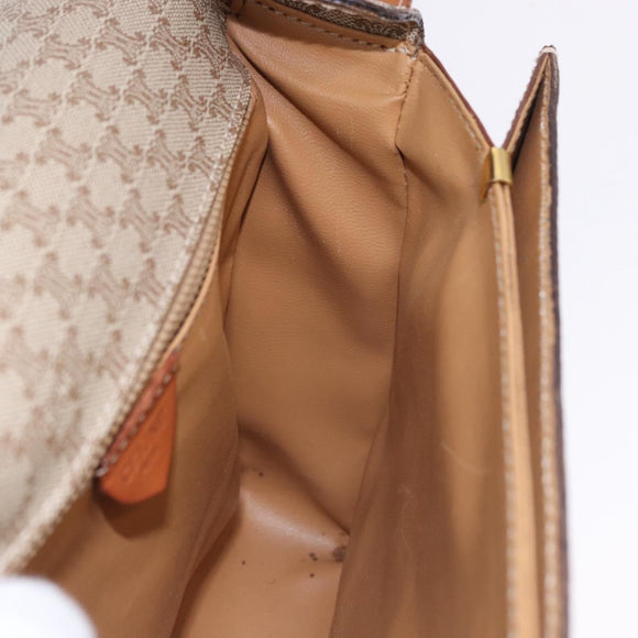 CELINE Macadam Canvas Shoulder Bag PVC Beige Gold Auth ka5222