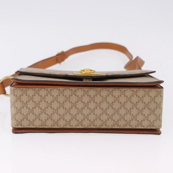 CELINE Macadam Canvas Shoulder Bag PVC Beige Gold Auth ka5222