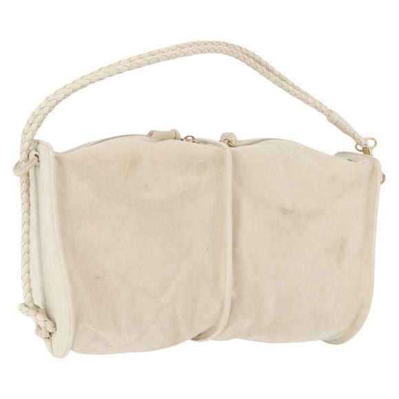 BOTTEGA VENETA Shoulder Bag Suede Ivory Gold Auth ka5223A
