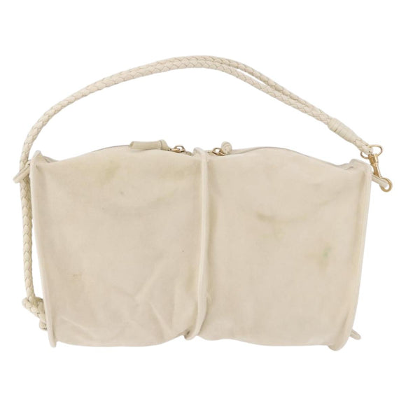 BOTTEGA VENETA Shoulder Bag Suede Ivory Gold Auth ka5223A