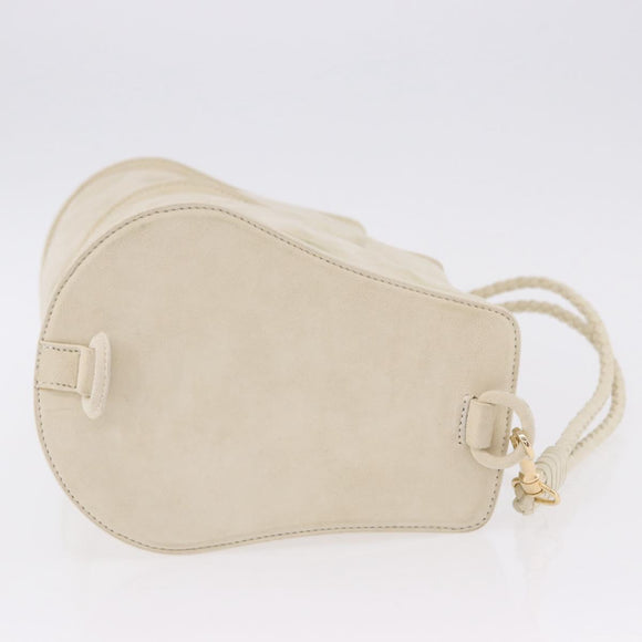 BOTTEGA VENETA Shoulder Bag Suede Ivory Gold Auth ka5223A