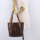 CELINE Macadam Canvas Shoulder Bag PVC Leather Brown Gold Auth ka5224A-25
