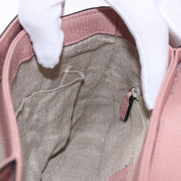 GUCCI Interlocking Hand Bag Leather 2way Outlet Pink Gold 510302 Auth ka5225