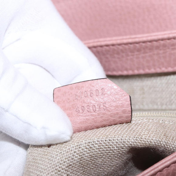 GUCCI Interlocking Hand Bag Leather 2way Outlet Pink Gold 510302 Auth ka5225