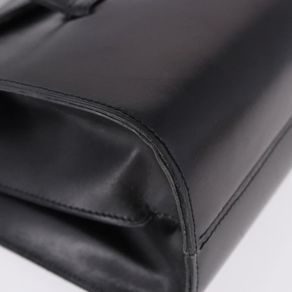 Christian Dior Hand Bag Leather Black Gold Auth ka5226