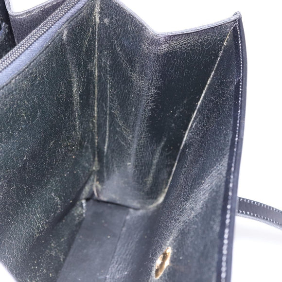 Christian Dior Hand Bag Leather Black Gold Auth ka5226