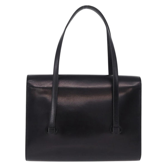 Christian Dior Hand Bag Leather Black Gold Auth ka5226
