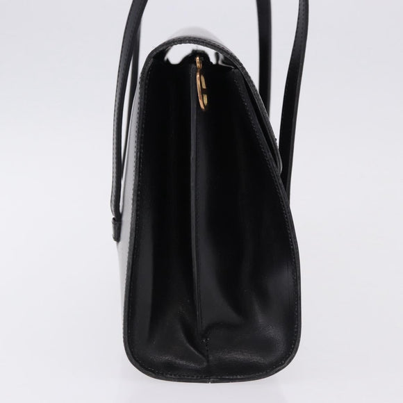 Christian Dior Hand Bag Leather Black Gold Auth ka5226