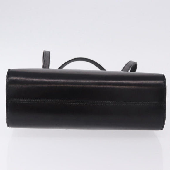 Christian Dior Hand Bag Leather Black Gold Auth ka5226