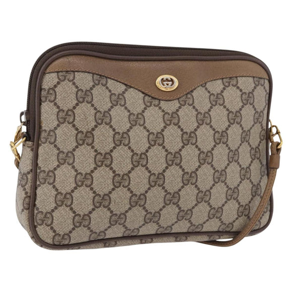 GUCCI GG Supreme Shoulder Bag PVC Beige Gold 97 02 068 Auth ka5227