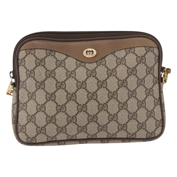 GUCCI GG Supreme Shoulder Bag PVC Beige Gold 97 02 068 Auth ka5227