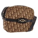 Christian Dior Trotter Canvas Shoulder Bag Beige Gold Auth ka5228-1