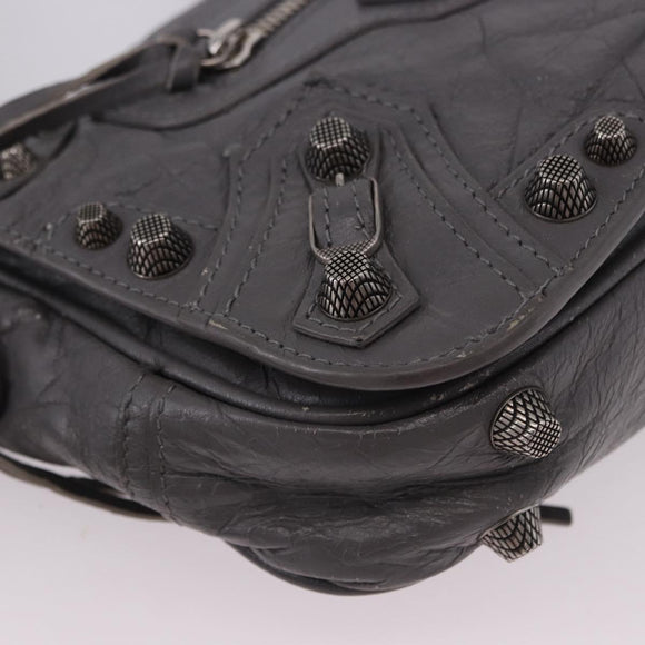 BALENCIAGA Le Cagole Shoulder Bag Leather 2way Gray Silver 719082 Auth ka5229A