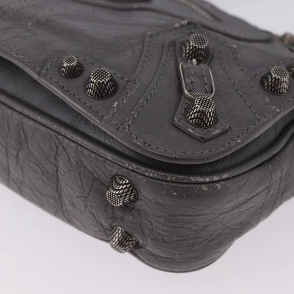 BALENCIAGA Le Cagole Shoulder Bag Leather 2way Gray Silver 719082 Auth ka5229A