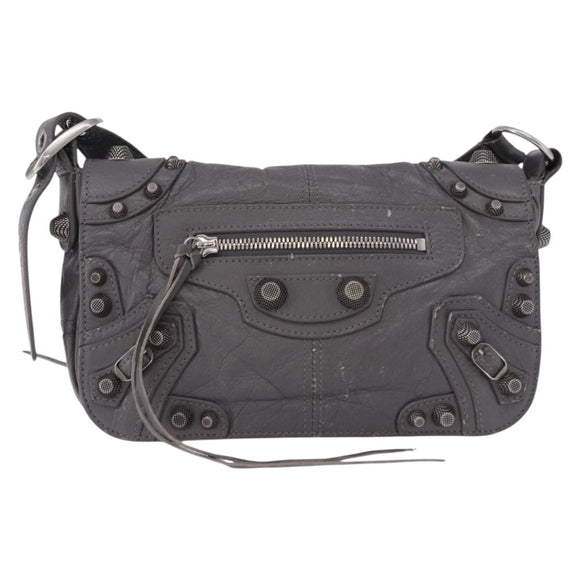BALENCIAGA Le Cagole Shoulder Bag Leather 2way Gray Silver 719082 Auth ka5229A