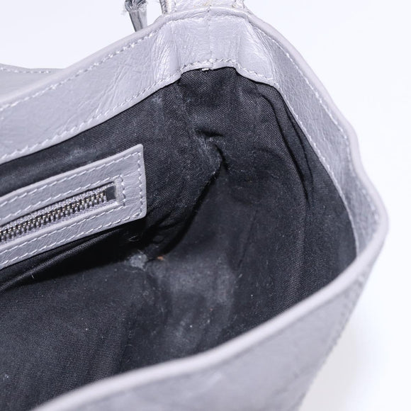 BALENCIAGA Le Cagole Shoulder Bag Leather 2way Gray Silver 719082 Auth ka5229A