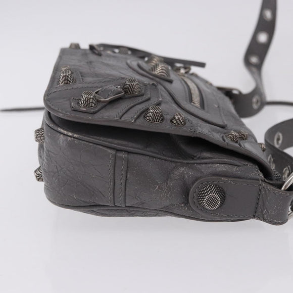 BALENCIAGA Le Cagole Shoulder Bag Leather 2way Gray Silver 719082 Auth ka5229A